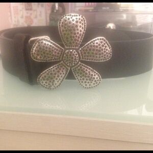 Silpada Black Belt with Silver Textured Buckle